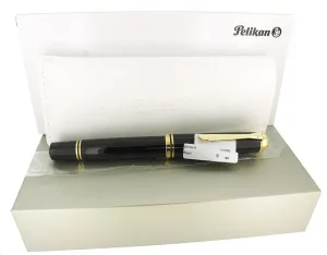 2022 PELIKAN M1000 SOUVERAN GOLD TRIM 18C F-BBB 2.03MM FLEX NIB BLACK FOUNTAIN PEN MINT NEW IN BOX