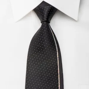 Aquascutum Black Rhinestone Silk Tie With Sparkles