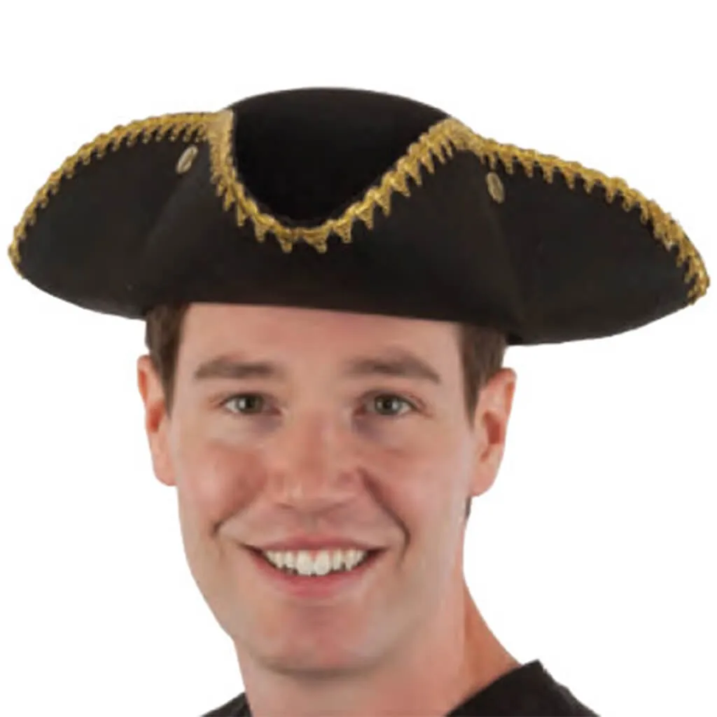 Black Tricorne with Gold Trim