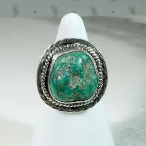 Bold Green Turquoise & Sterling Navajo Ring