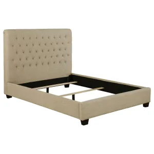 Chloe Tufted Upholstered Queen Bed Oatmeal