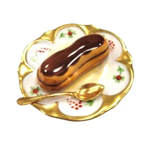 Chocolate Napolean Dessert on Gold Trim Plate - Rare