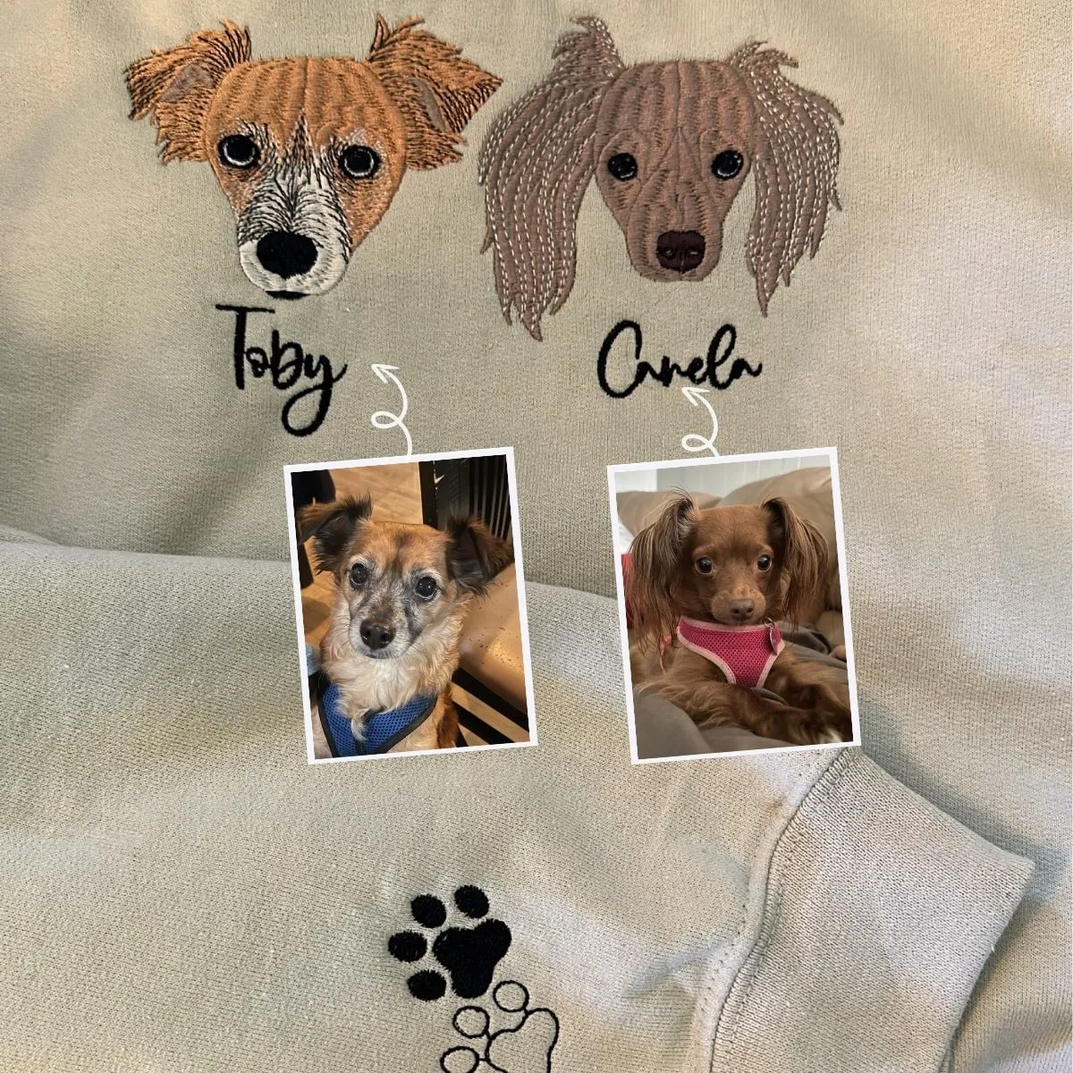 Dachshund Sweatshirt or Hoodie, Custom Embroidered Gift from Photo Name