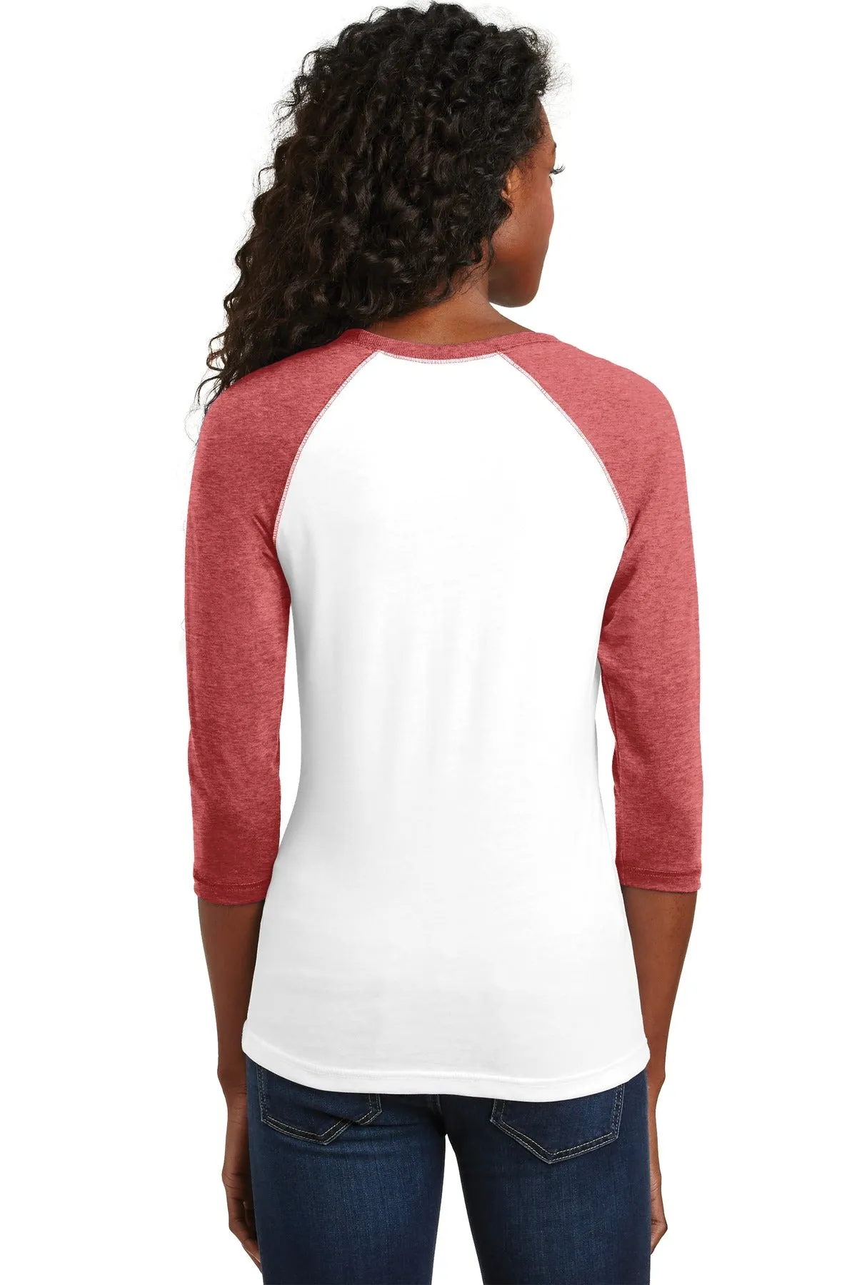 District - Juniors 50/50 3/4-Sleeve Raglan Tee. DT228