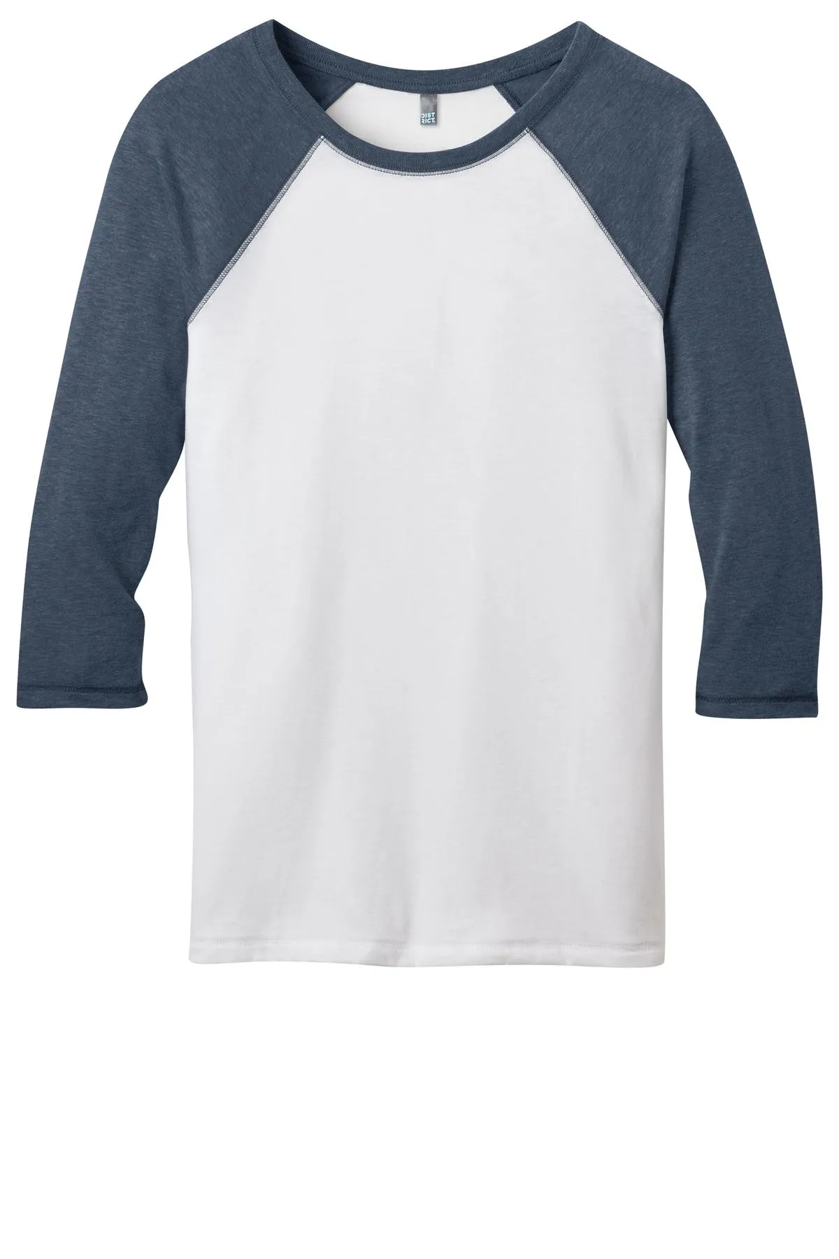 District - Juniors 50/50 3/4-Sleeve Raglan Tee. DT228