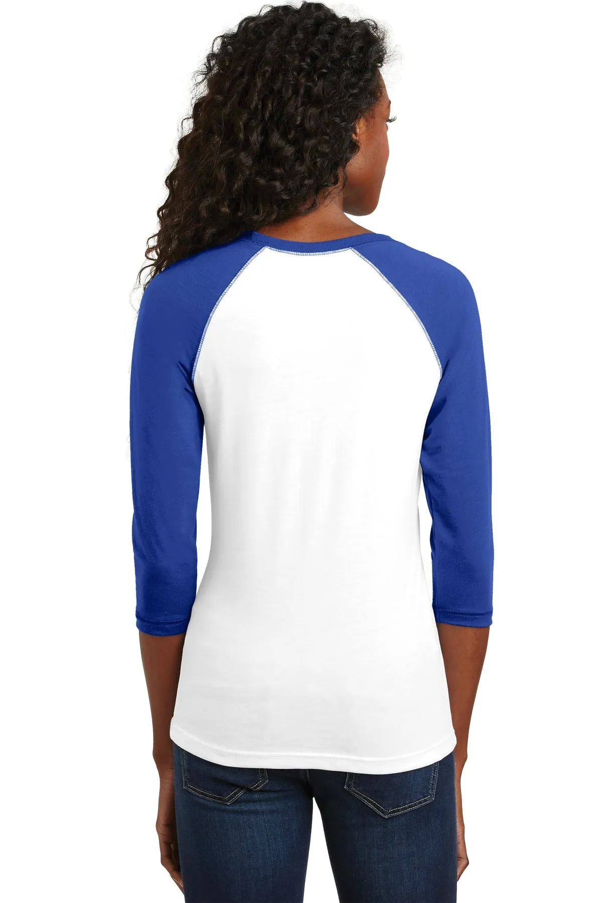 District - Juniors 50/50 3/4-Sleeve Raglan Tee. DT228