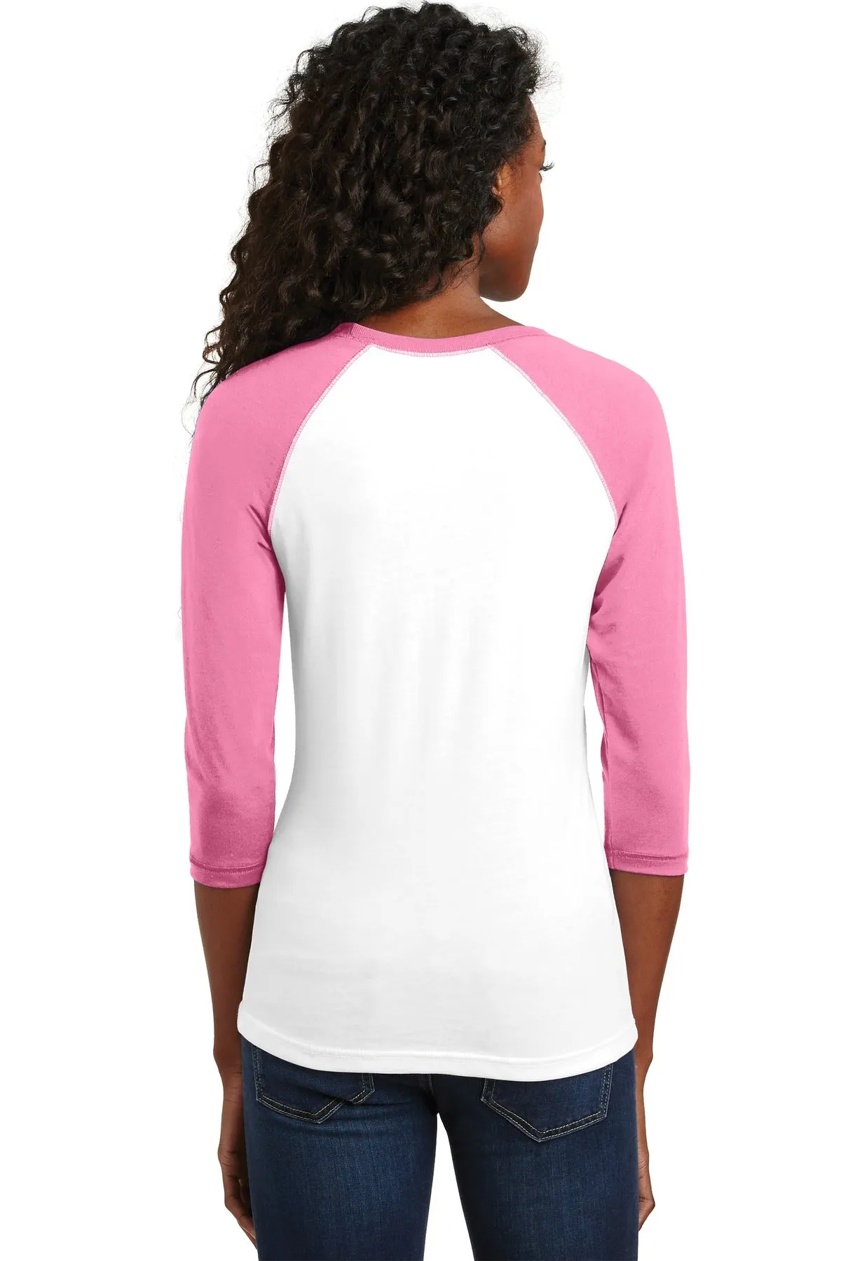 District - Juniors 50/50 3/4-Sleeve Raglan Tee. DT228