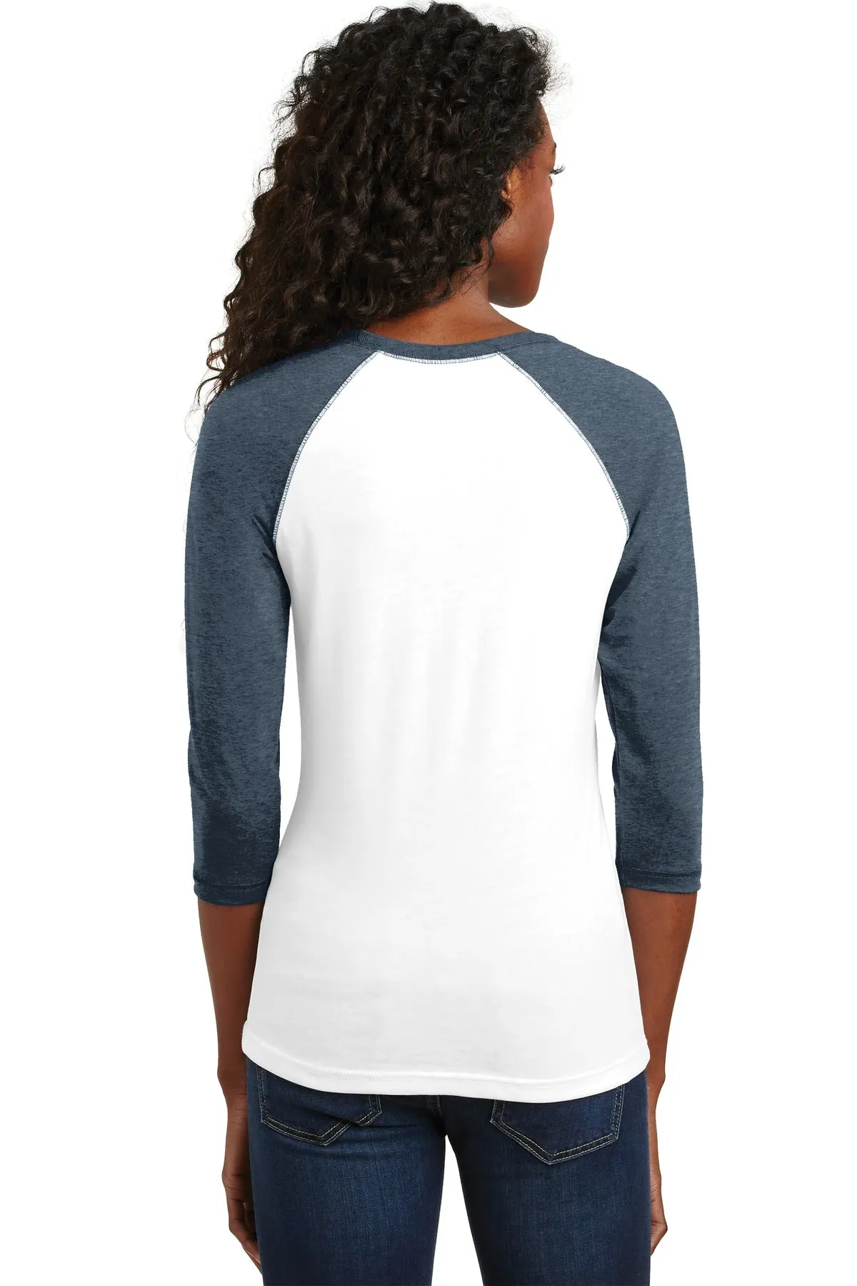 District - Juniors 50/50 3/4-Sleeve Raglan Tee. DT228