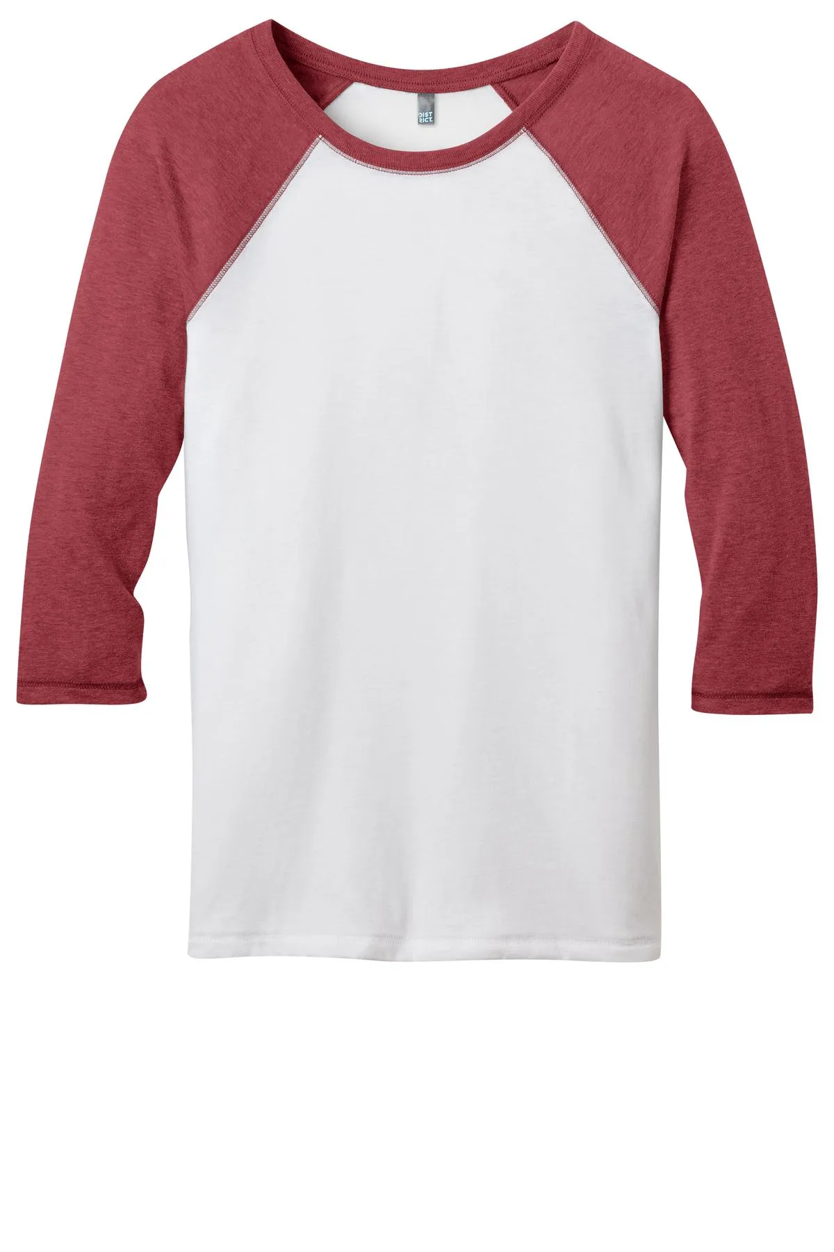 District - Juniors 50/50 3/4-Sleeve Raglan Tee. DT228