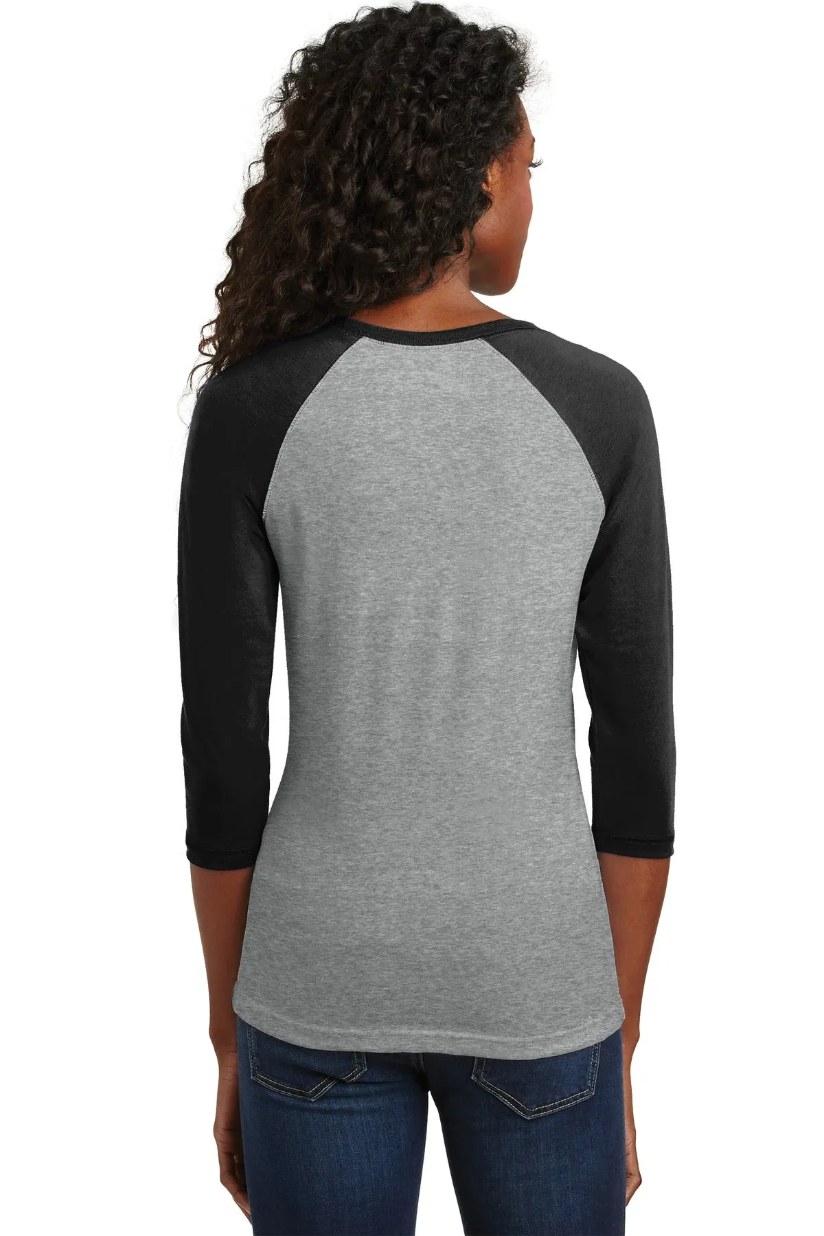 District - Juniors 50/50 3/4-Sleeve Raglan Tee. DT228