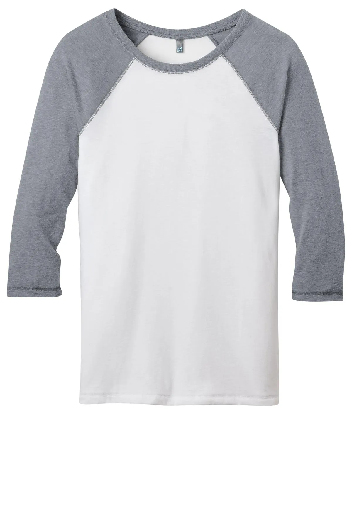 District - Juniors 50/50 3/4-Sleeve Raglan Tee. DT228