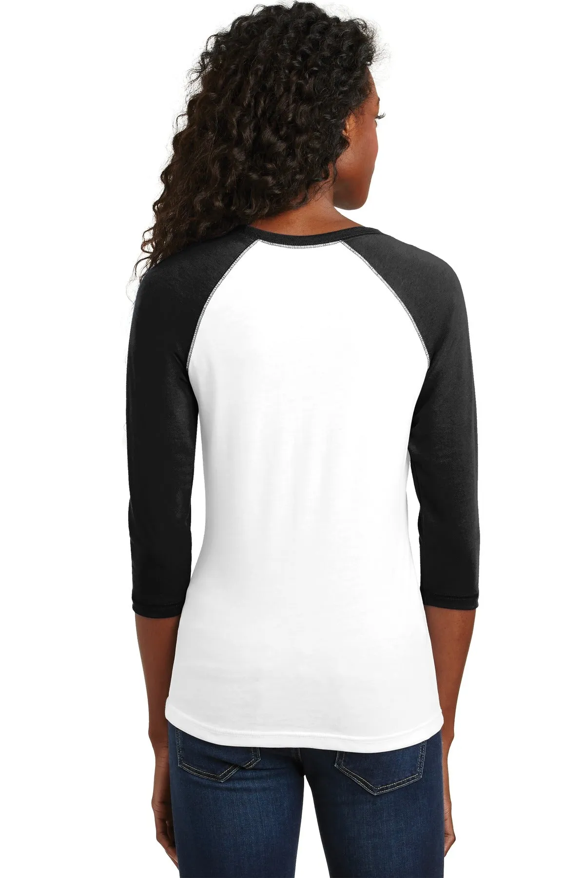 District - Juniors 50/50 3/4-Sleeve Raglan Tee. DT228