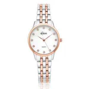 Eclipse Crystal Set Mother of Pearl Dial Two Tone Ladies  Watch