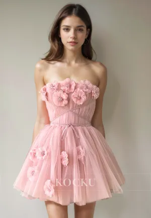 Elegant & Luxurious Off-Shoulder Sleeveless A-Line Flower Party Homecoming Dress