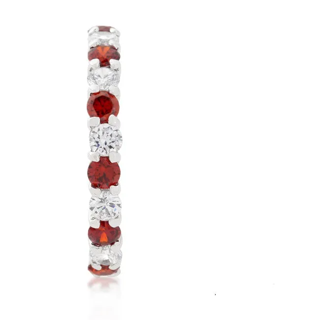 Elizabeth Garnet Red Eternity Stackable Ring | 4ct | Sterling Silver