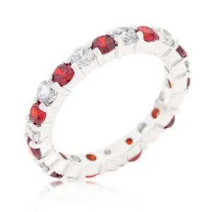 Elizabeth Garnet Red Eternity Stackable Ring | 4ct | Sterling Silver