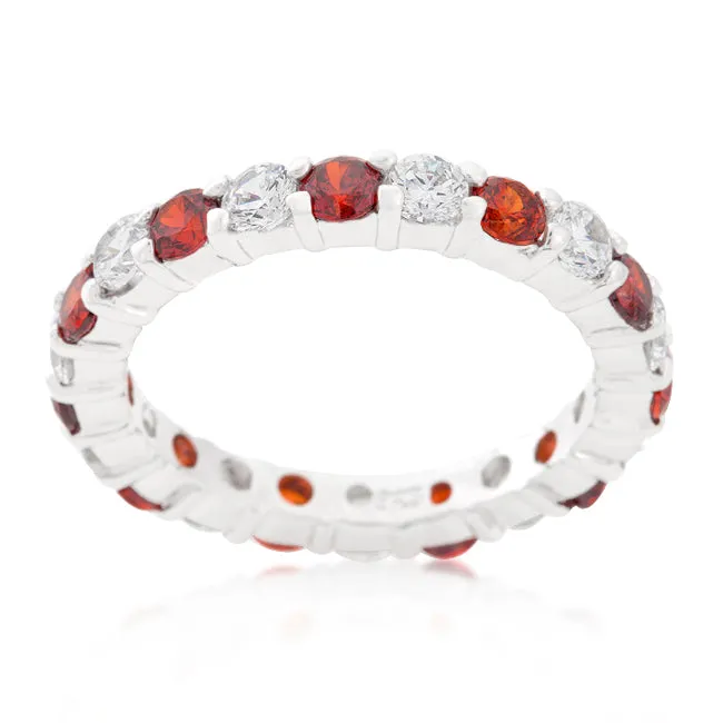 Elizabeth Garnet Red Eternity Stackable Ring | 4ct | Sterling Silver