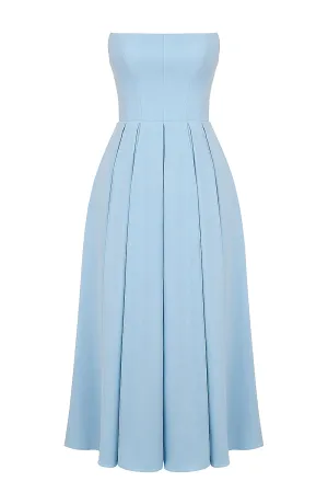 Elize Tuscan Blue Strapless Midi Dress