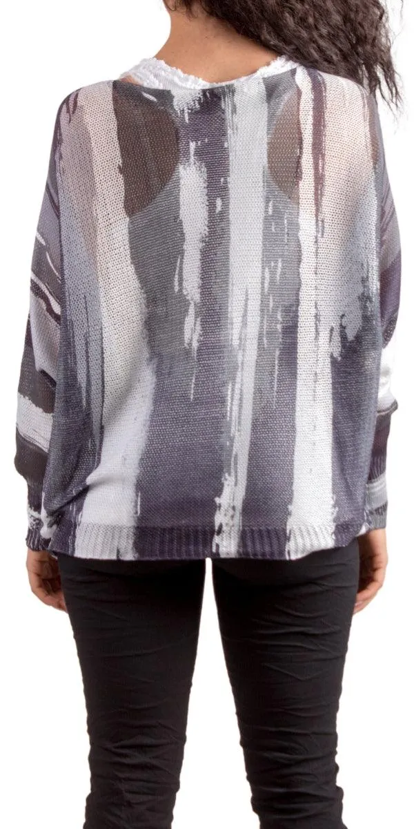 Emy Batwing Sweater with Brushstroke Print