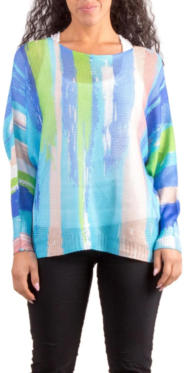 Emy Batwing Sweater with Brushstroke Print