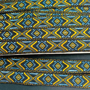 Exciting Gold,  Blue and Black 2.3cm Vintage Trim