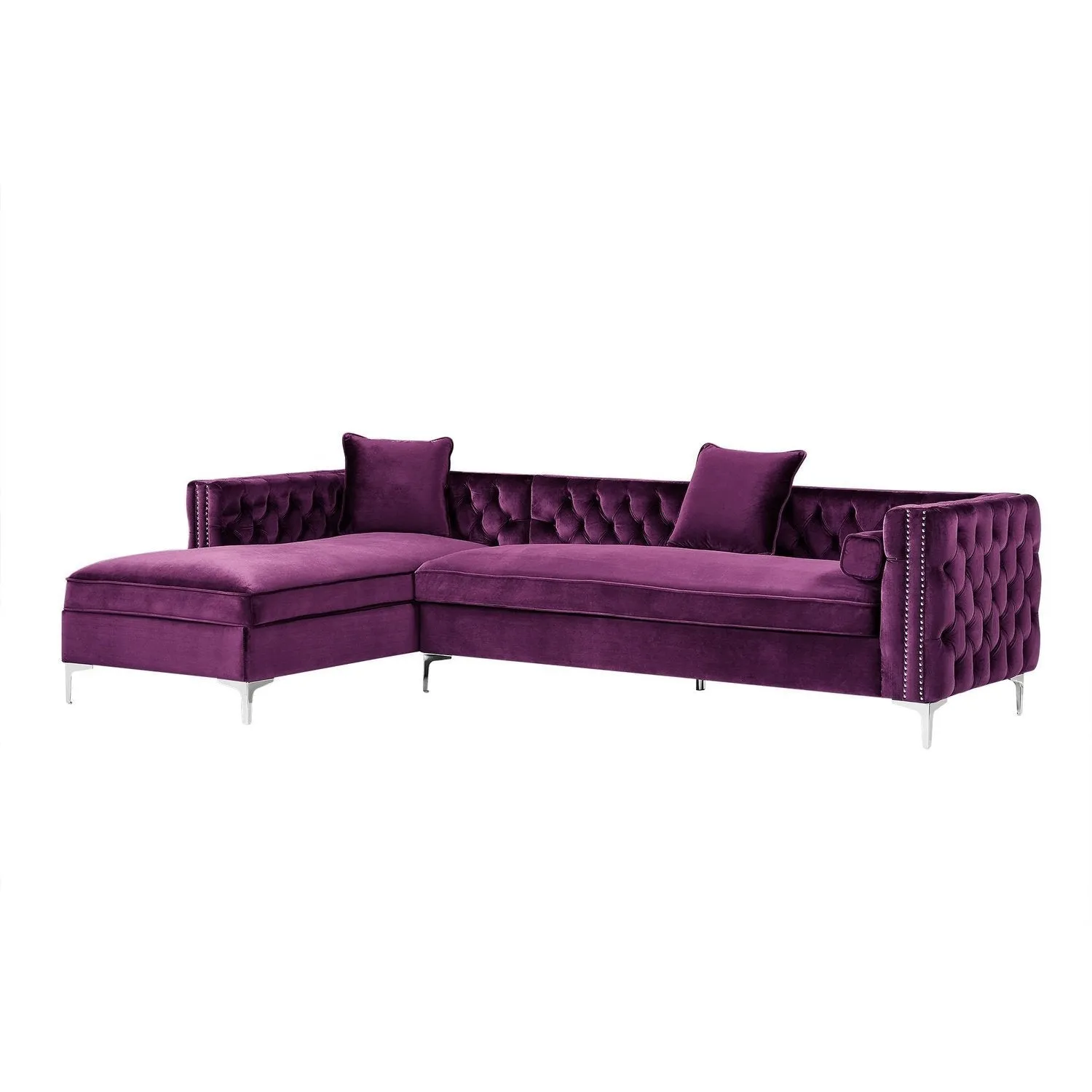 Giovanni Velvet Chaise Sectional Sofa with Storage