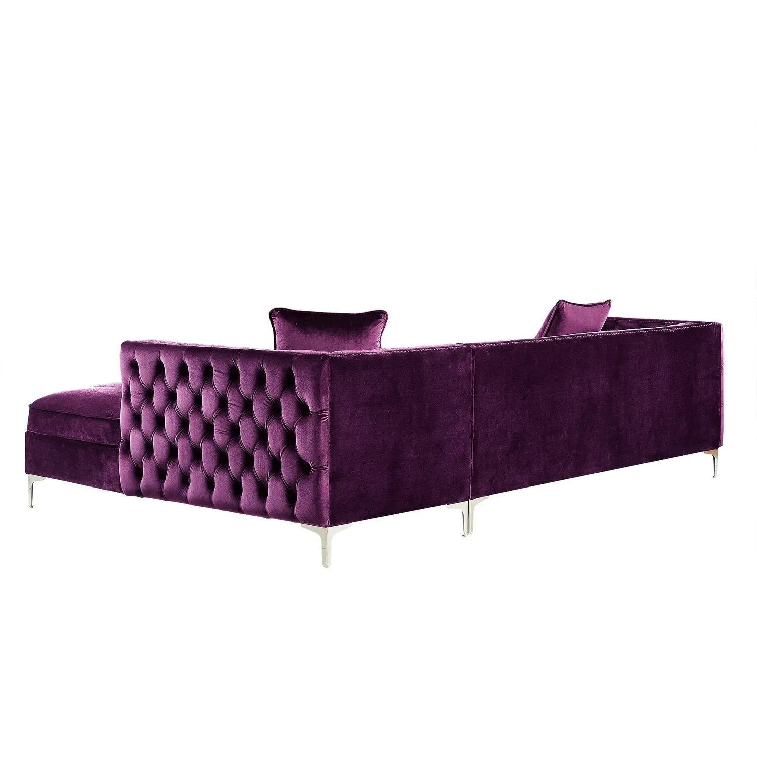 Giovanni Velvet Chaise Sectional Sofa with Storage