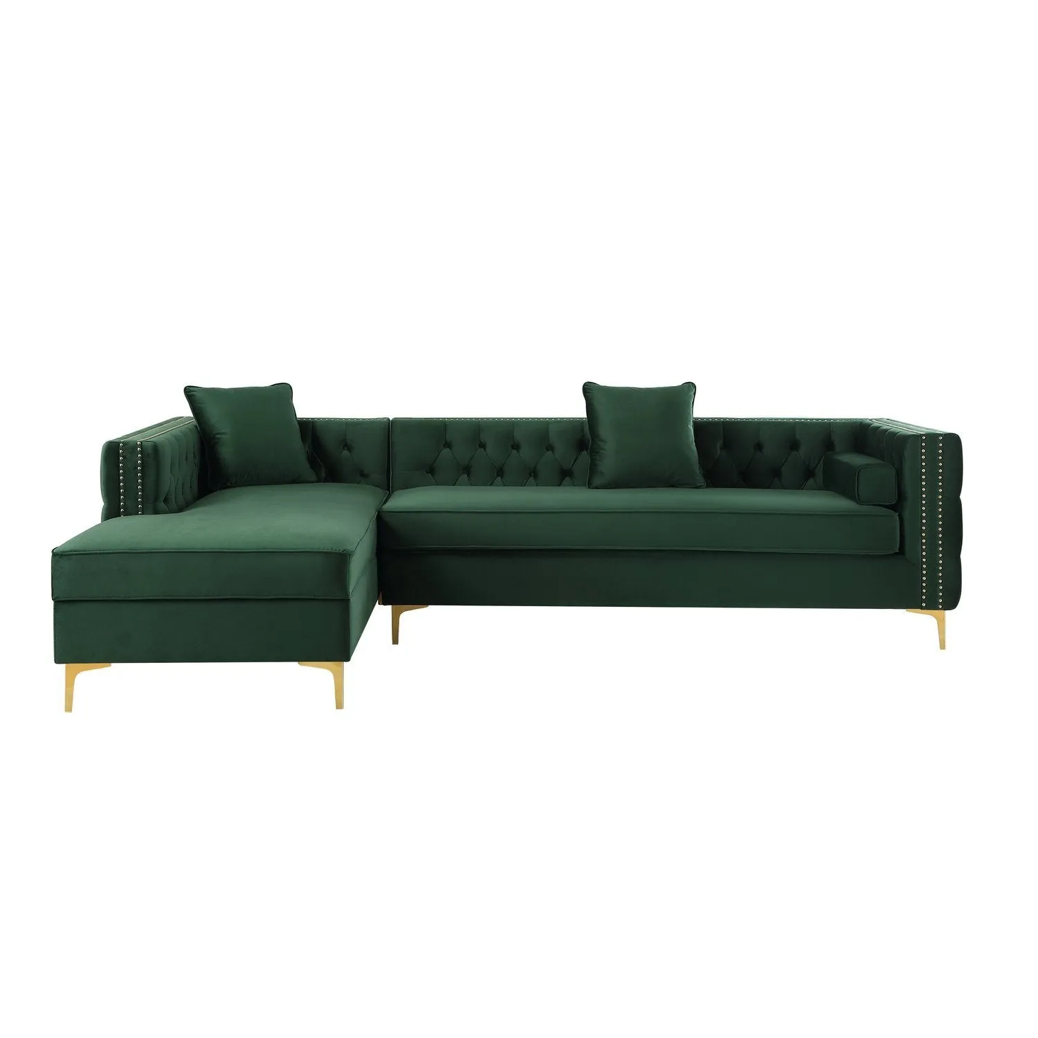 Giovanni Velvet Chaise Sectional Sofa with Storage