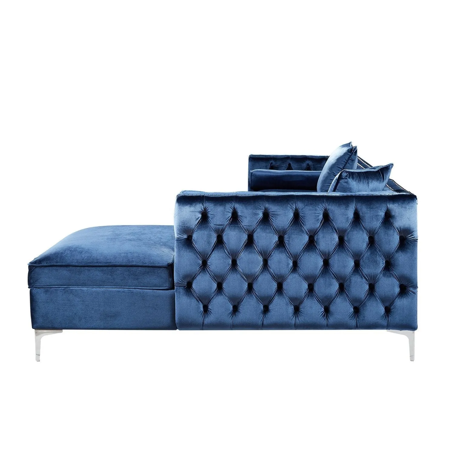 Giovanni Velvet Chaise Sectional Sofa with Storage