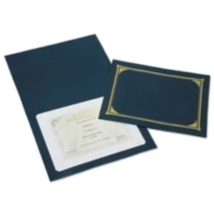 GOLD FOIL DOCUMENT COVER, 12 1-2 X 9 3-4, BLUE (25CT PACK)