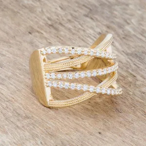 Greta 18k Gold Wide Cocktail Cable  Ring | 0.8ct