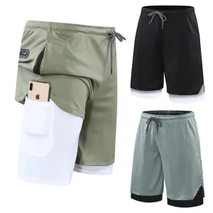 High Quality Men sport Running Shorts 2 IN 1 compress Jogging Fitness Racing Shorts Training Track athletics tight Short 4XL