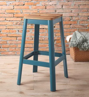 Jacotte Natural & Teal Bar Stool (1Pc)