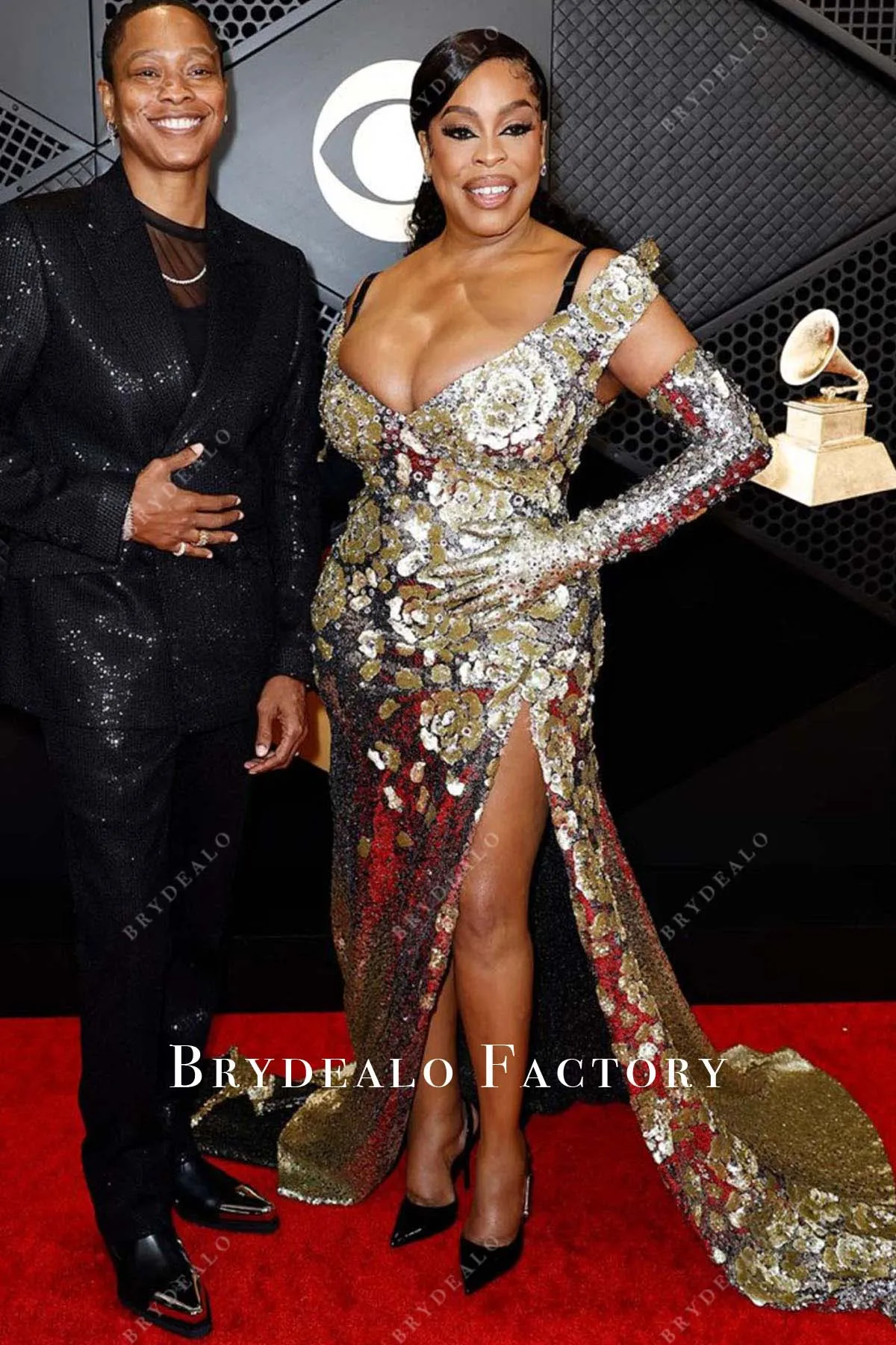 Jessica Betts Sequined 2024 Grammys Red Carpet Dress