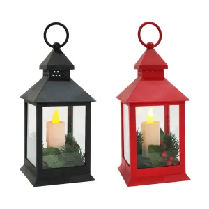 LED Taper Candle Lantern with Deco Asst