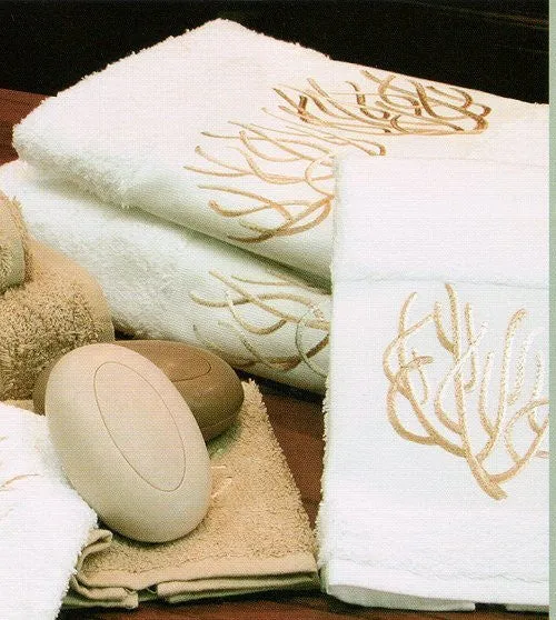 Luxury Plush Embroidered Coral Towels & Mats