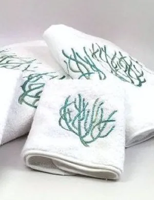 Luxury Plush Embroidered Coral Towels & Mats