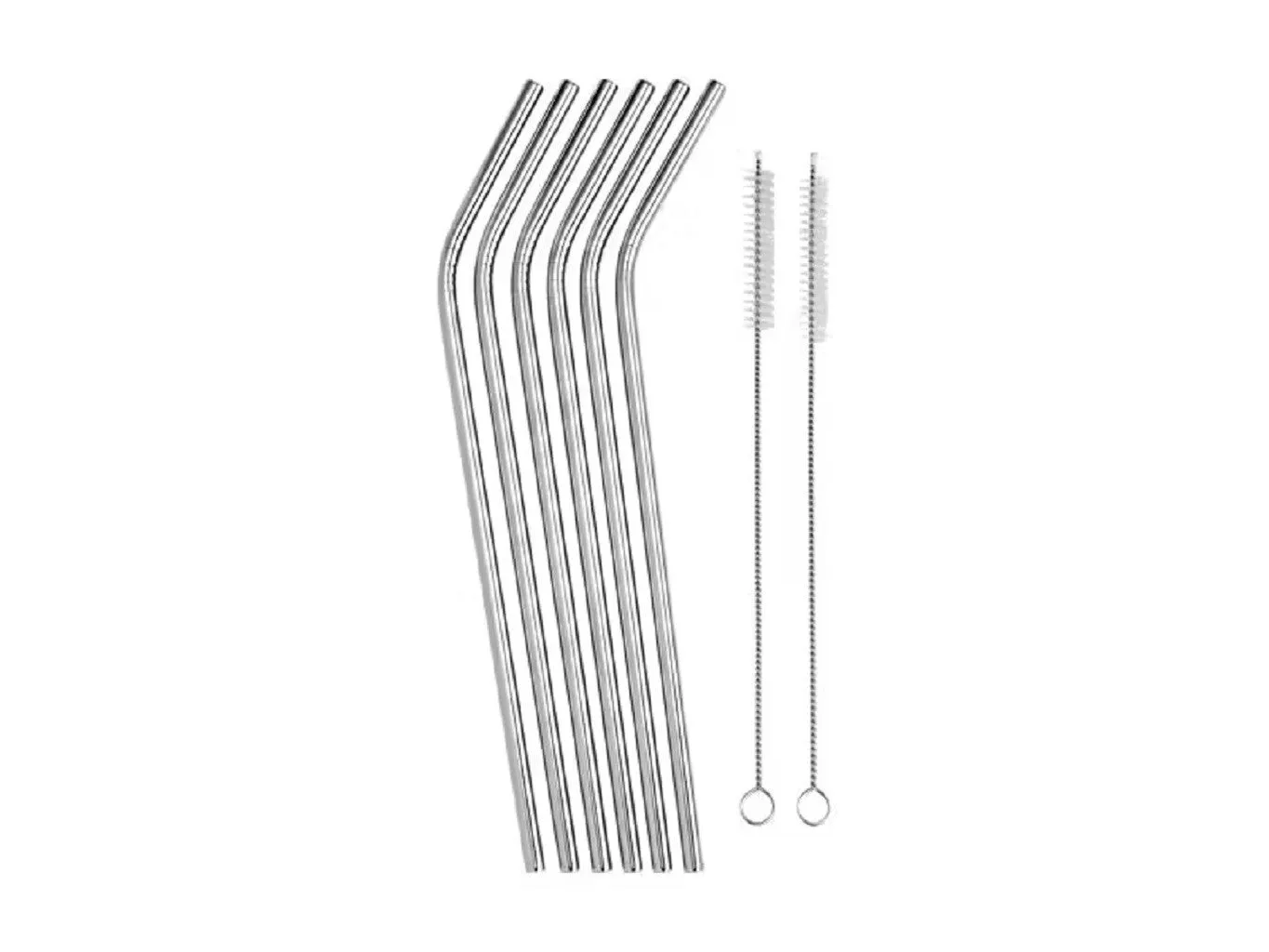 Maxwell & Williams Cocktail & Co Reusable Straw Set of 6 With Brush Stainless Steel Gift Boxed