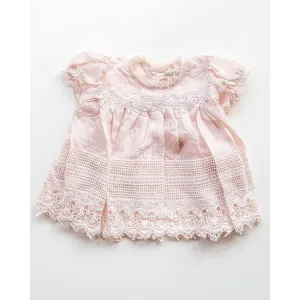 Miss Rose Sister Violet Heirloom Silk Baby Dress in Pink