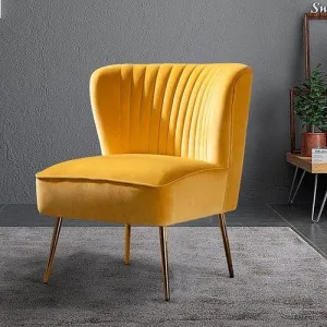 Modern Wide Tufted Velvet Wing Chair for Living Room (Metal Legs)