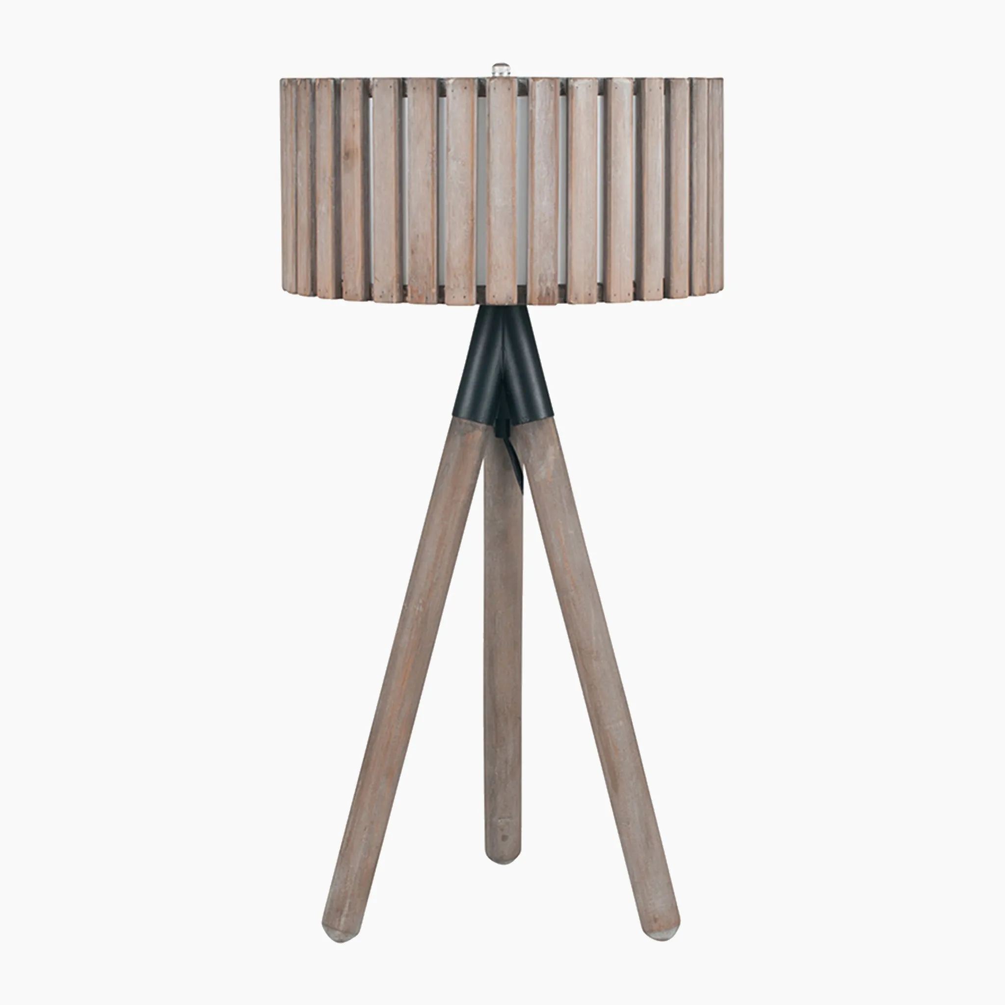 Rabanne Slatted Antique Wood Tripod Table Lamp