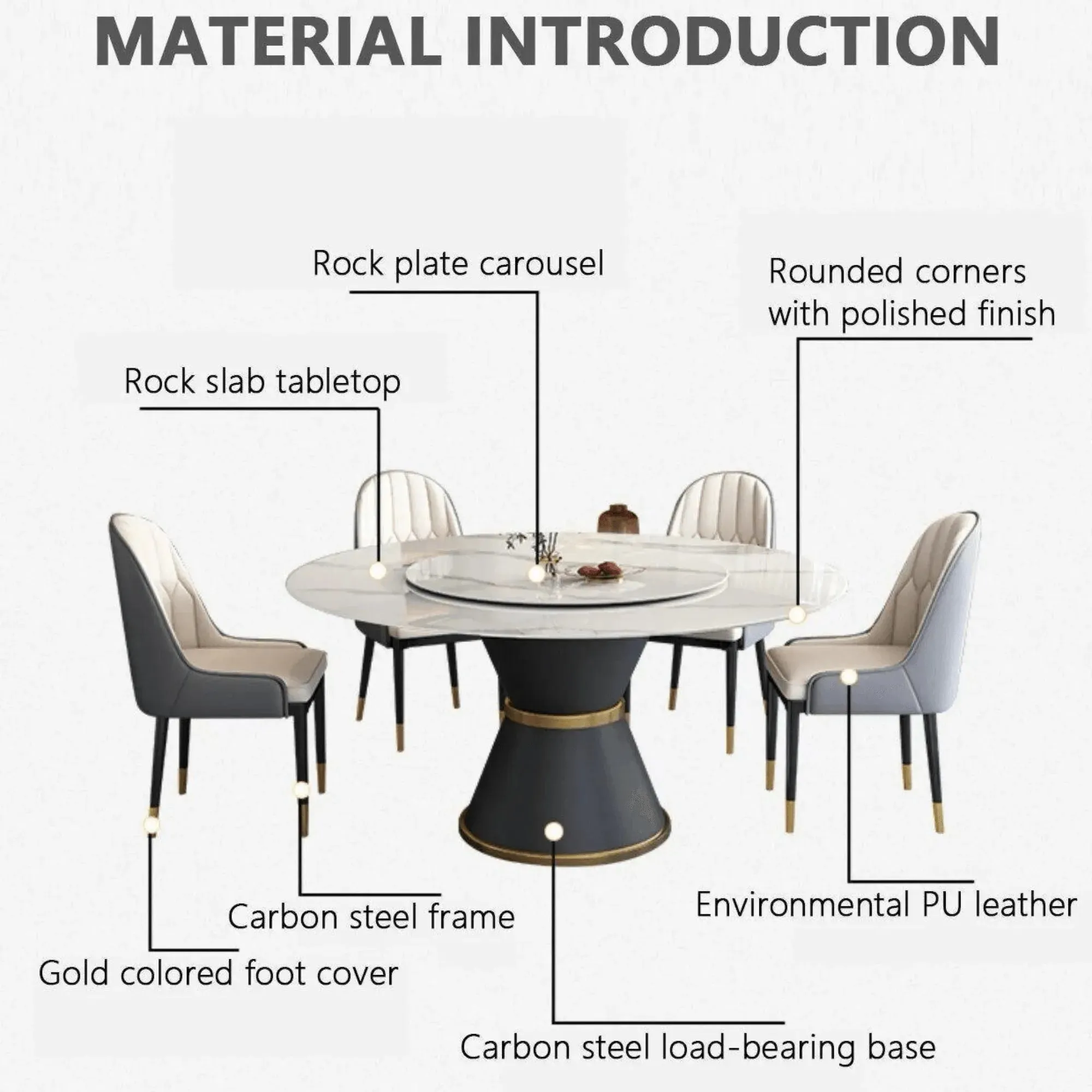 Round Modern Dining Table with Rotatable Top