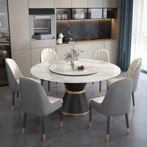 Round Modern Dining Table with Rotatable Top