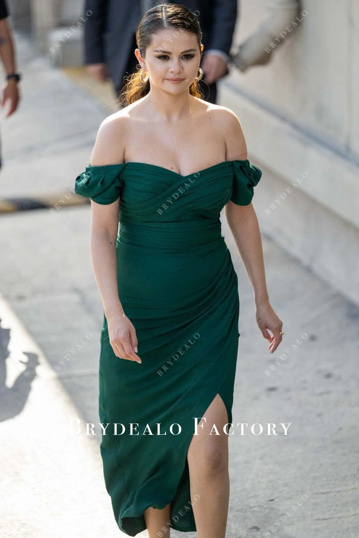 Selena Gomez Dark Green 2022 Jimmy Kimmel Live Dress