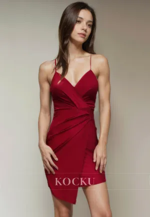 Sexy & Hot V-Neck Spaghetti Straps Sheath Satin Party Homecoming Dress