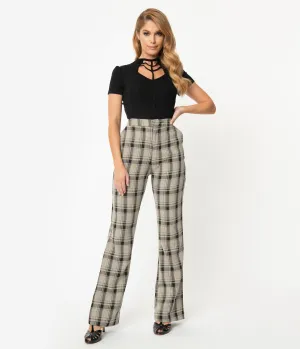 Unique Vintage Grey Plaid High Waist Dawn Pants