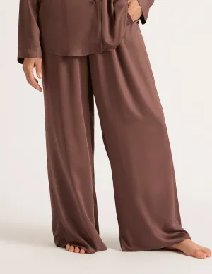 Vegan Silk Wide Leg Sleep Pant - Garnet