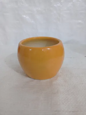 Vibrant Round Yellow Ceramic Plant Pot | Contemporary Home Decor