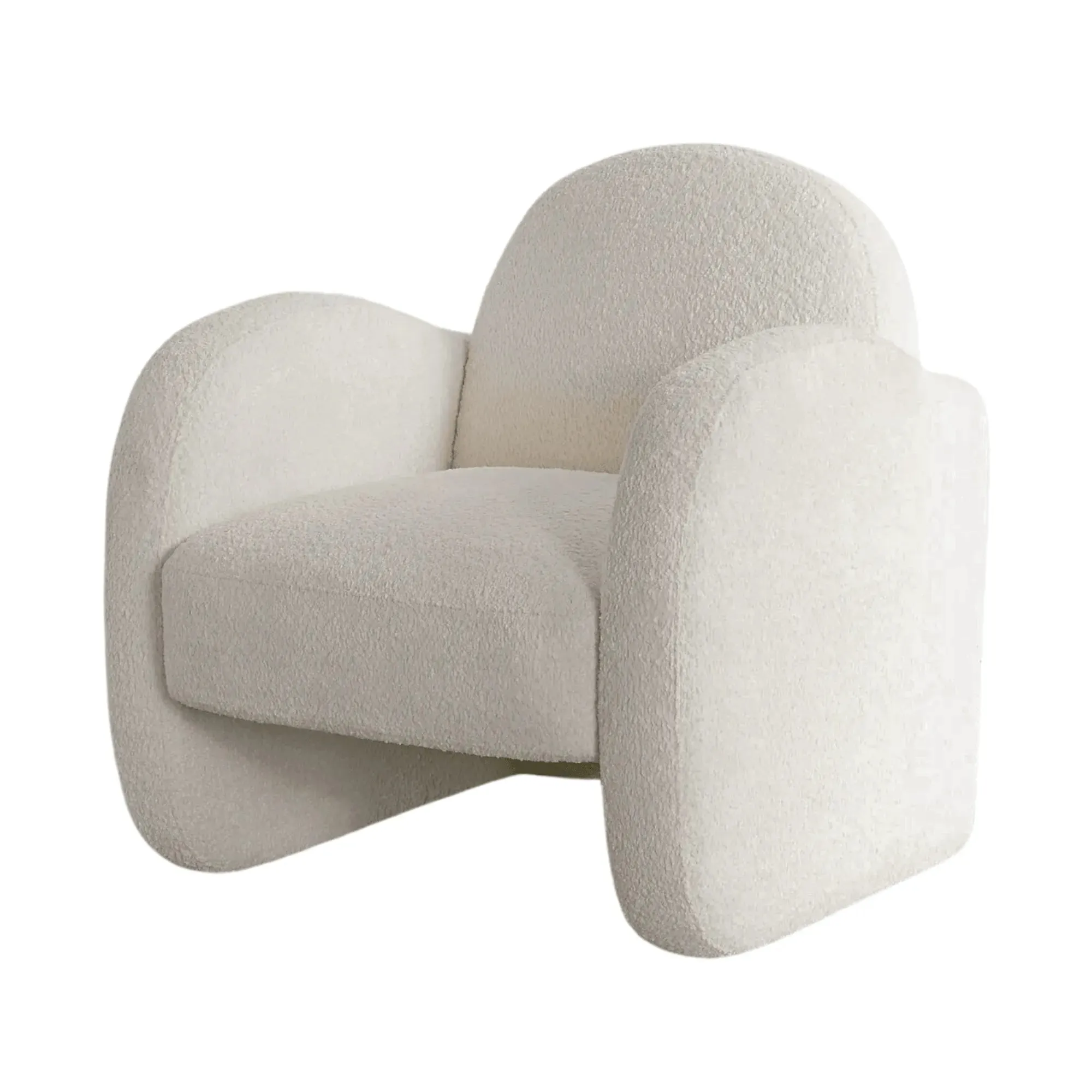 Wooden Twist Locus Cozy Curved Boucle Lounge Armchair with Arch-Shaped Backrest Modern Comfort and Elegant Design